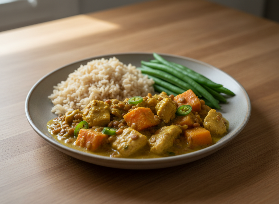 Spiced Lentil & Chicken Dhan Sak